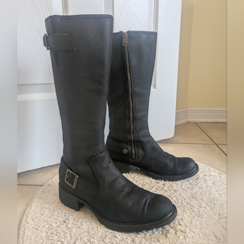 Rare Full Leather Timberland Lexis Tall Zip up Boots Black SZ 8.5 Women's